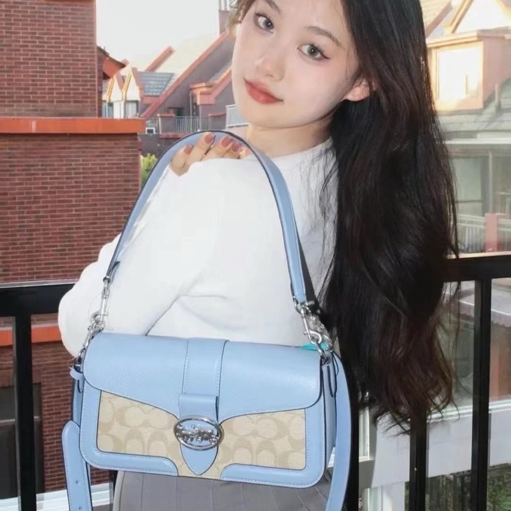 Coach Light Blue and Beige Crossbody Bag - Picture 3 of 8